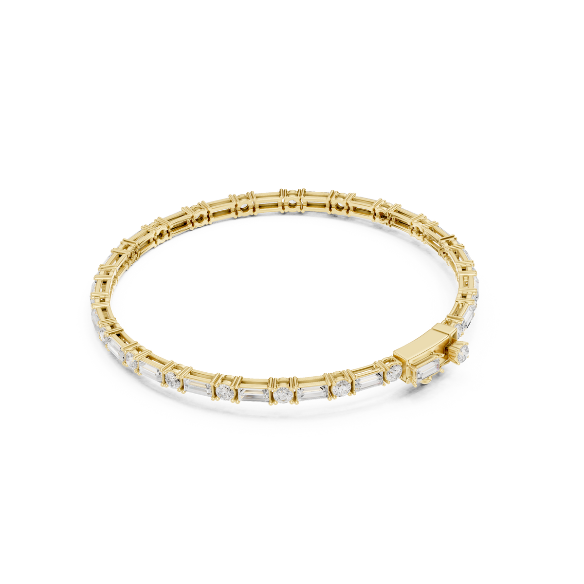 Baguette And Round Diamond Tennis Bracelet- view 6