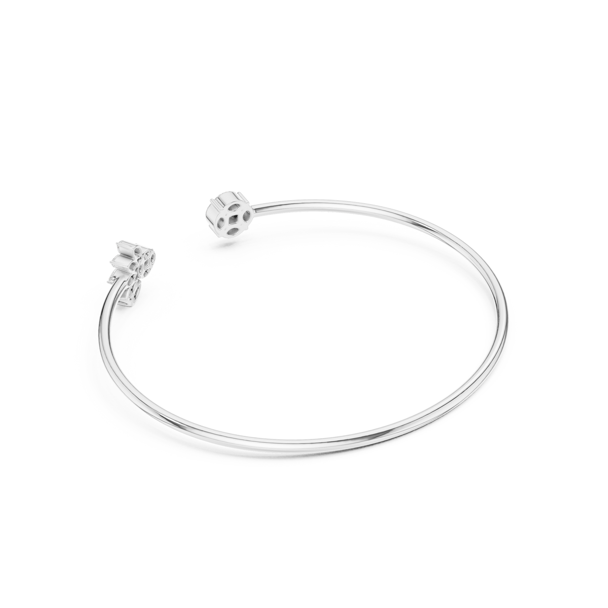 Round and Marquise Floral Diamond Open Cuff- view 6