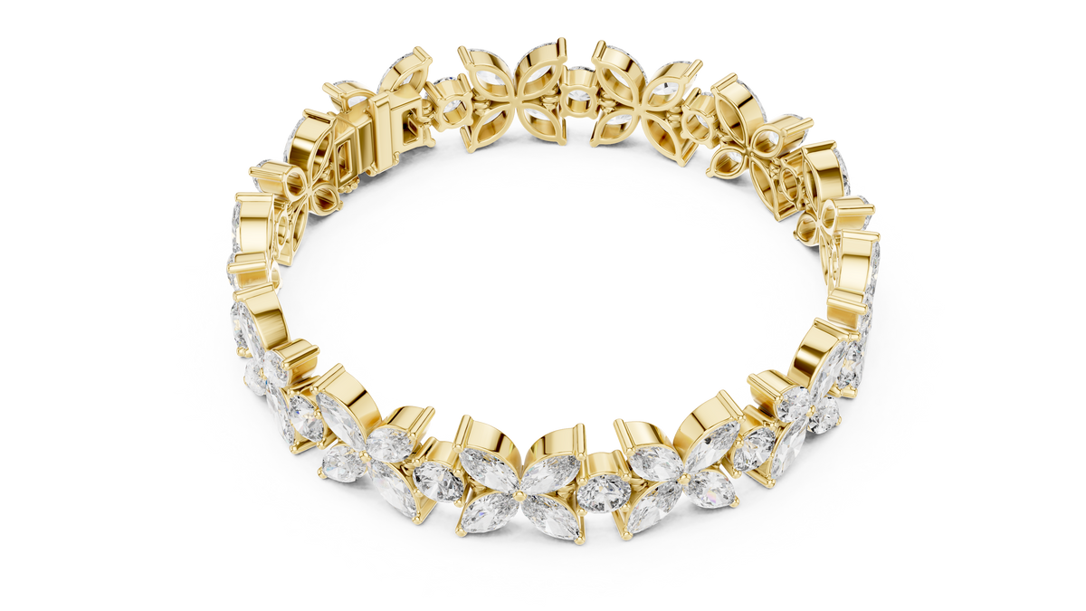 Marquise Floral Cluster Diamond Bracelet- view 5