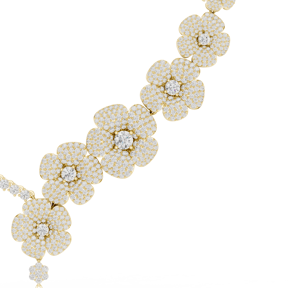 Floral Cluster Diamond Tennis Necklace- view 3