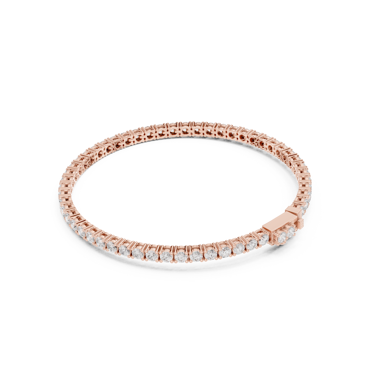 Classic Four-Prong Round Diamond Tennis Bracelet- view 5