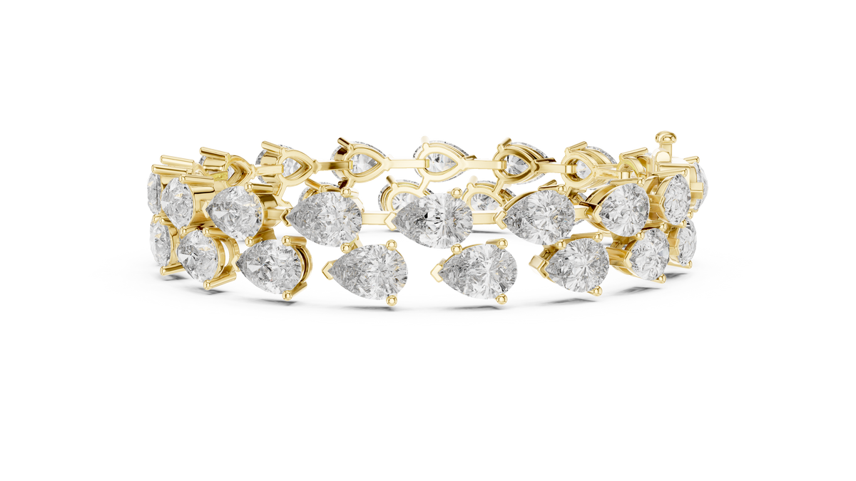Tennisarmband met twee rijen peervormige diamanten — aanzicht 5