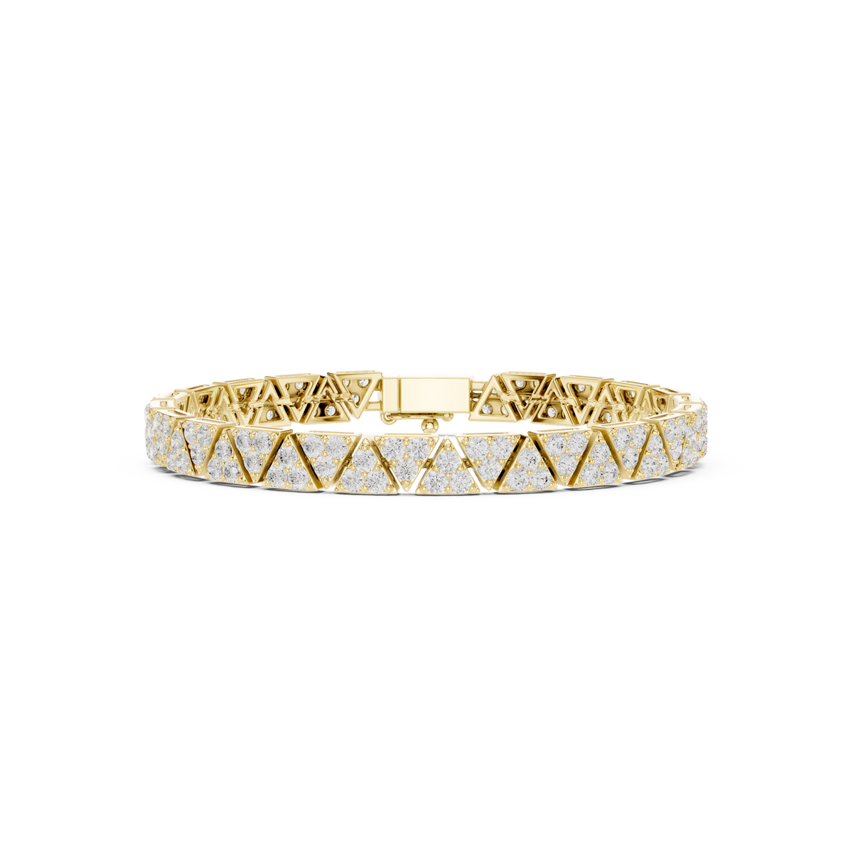 Tennisarmband met driehoekige diamantclusters — aanzicht 1