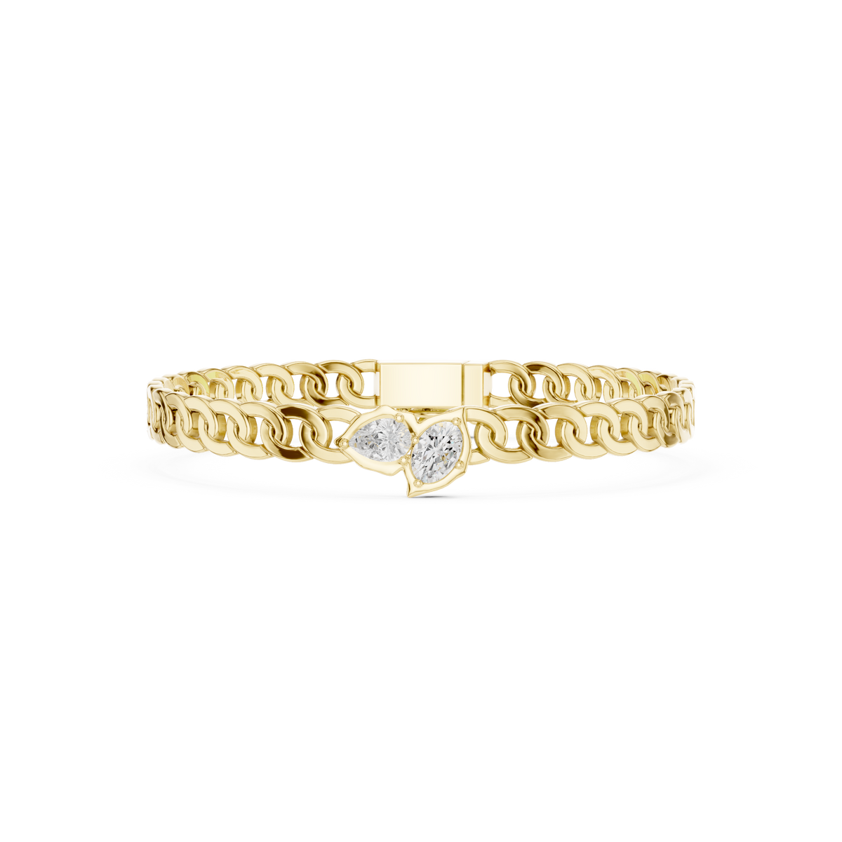 Cubaanse schakelarmband met peervormige en ovale accenten
