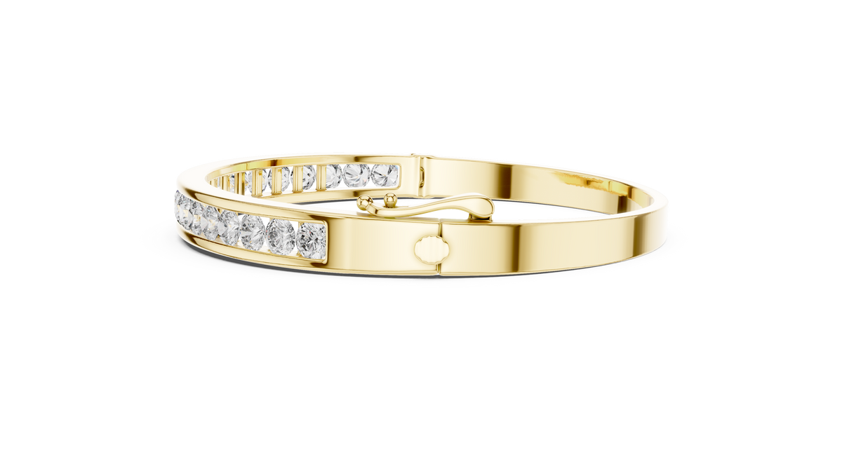 Channel-Set Round Diamond Hinged Bangle- view 5