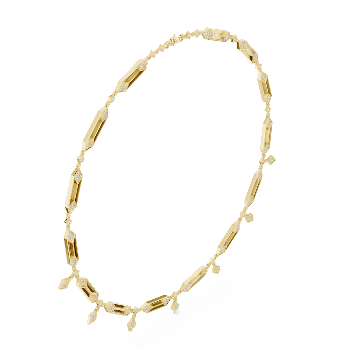 Geometric Diamond Link Necklace- view 9