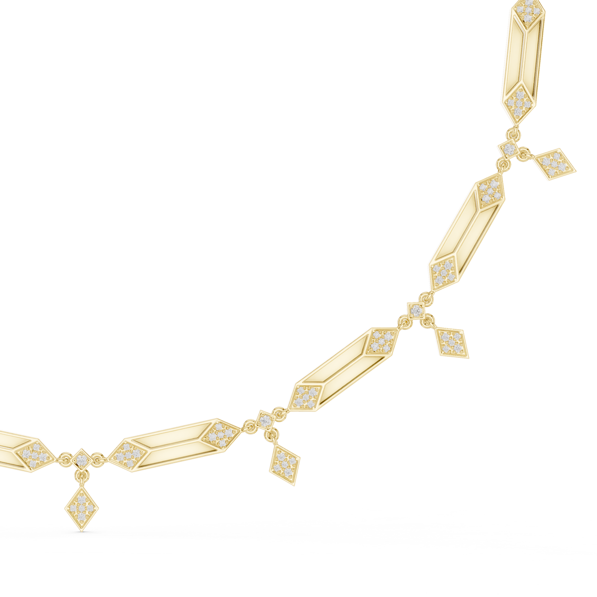 Geometric Diamond Link Necklace- view 1