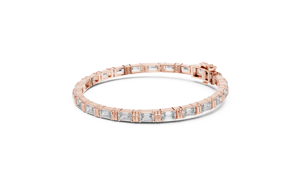 Emerald-Cut Diamond Tennis Bracelet with Double-Bar Spacers- view 6