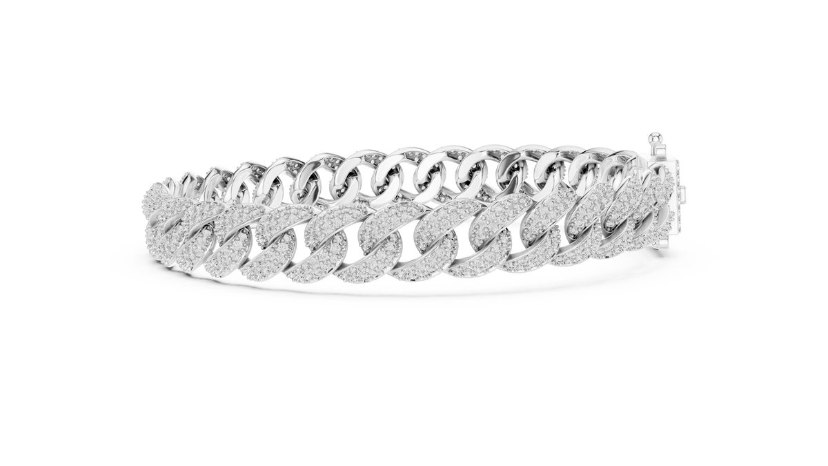 Pav�� Diamond Cuban-Link Bracelet- view 6