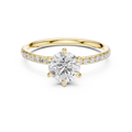 Round Diamond Pavé-Shank Solitaire Ring in yellow gold, view 1