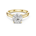 Solitairering met ronde diamant en dubbele band in geelgoud — aanzicht 1