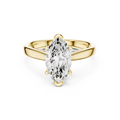 Solitairering met marquisegeslepen diamant en gesplitste ringscheen in geelgoud — aanzicht 1