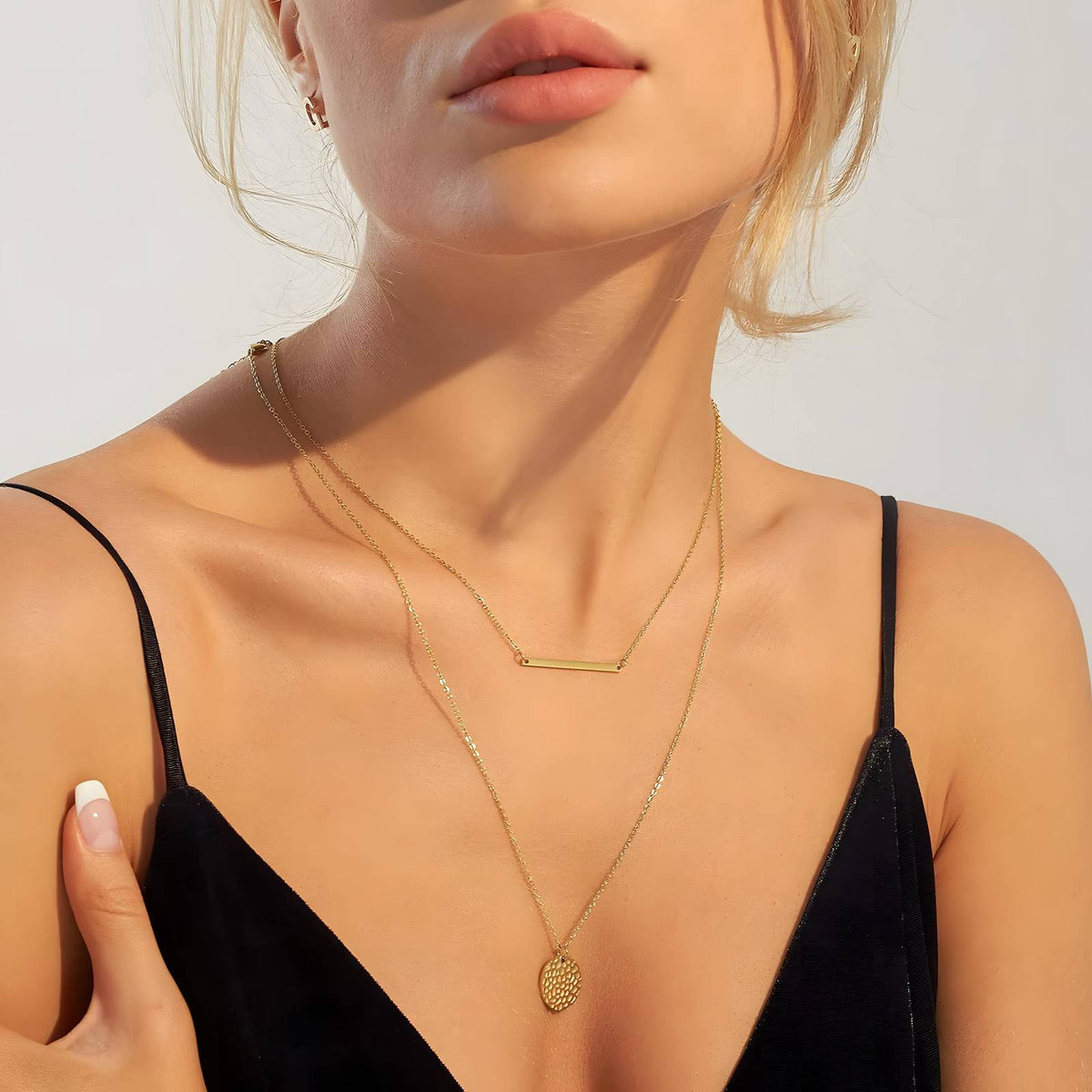 Soleil Layered Disc Necklace by Michaely – view 2
