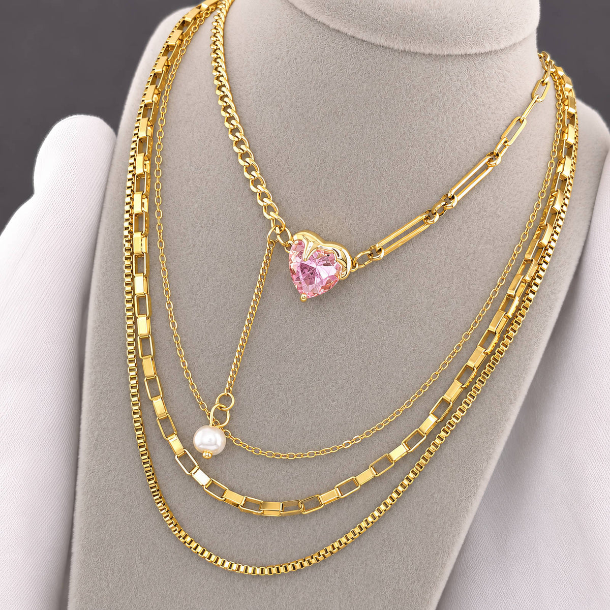 Trio Layered Chain Necklace by Michaely – view 2