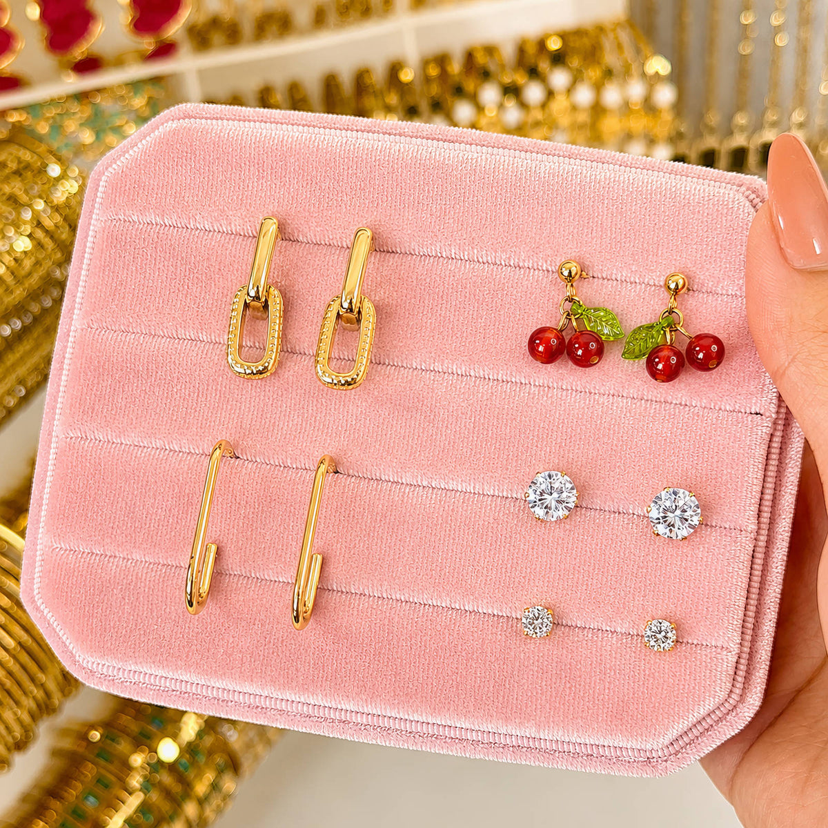 Cerise Cherry Studs by Michaely – view 2