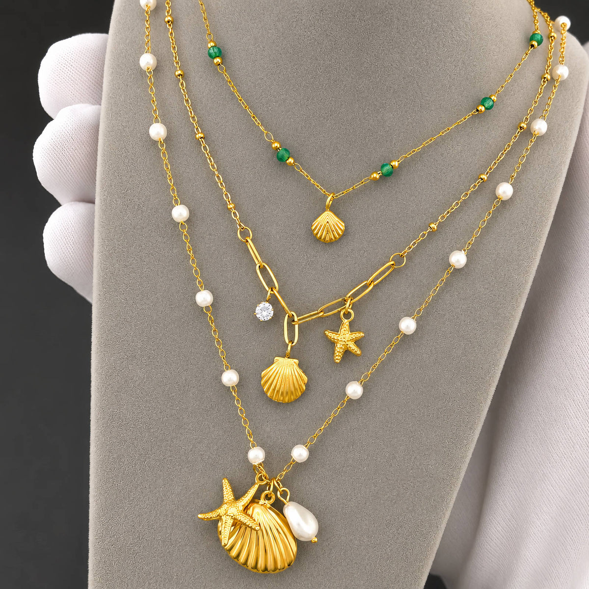 Marina Seashell Charm Necklace by Michaely – view 2