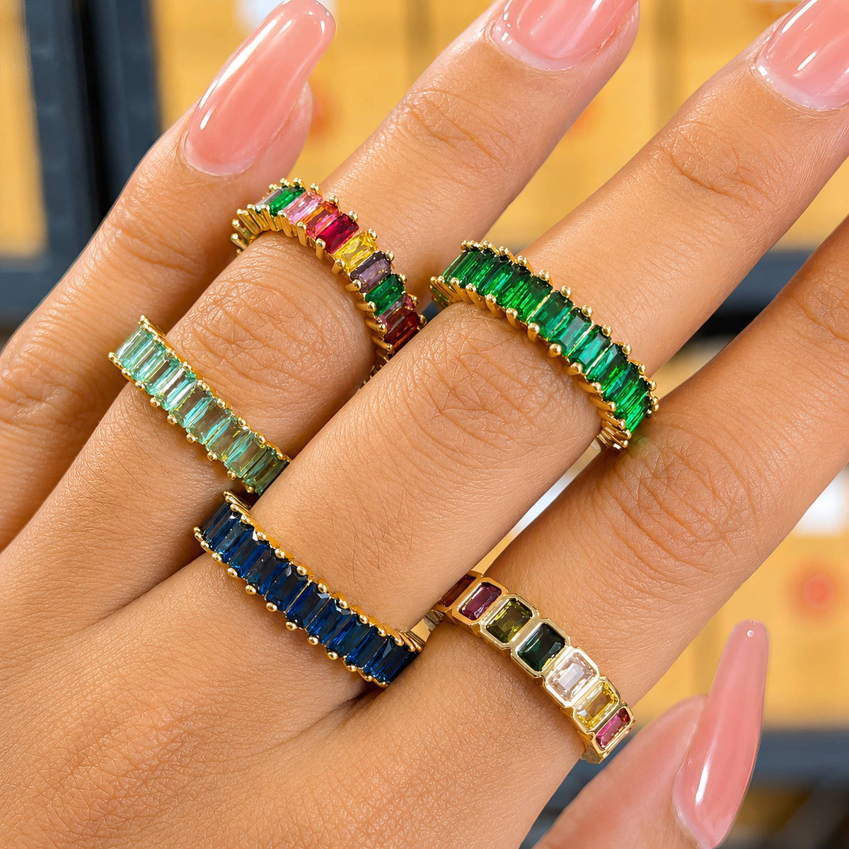 Esme Emerald Eternity Ring by Michaely – view 3