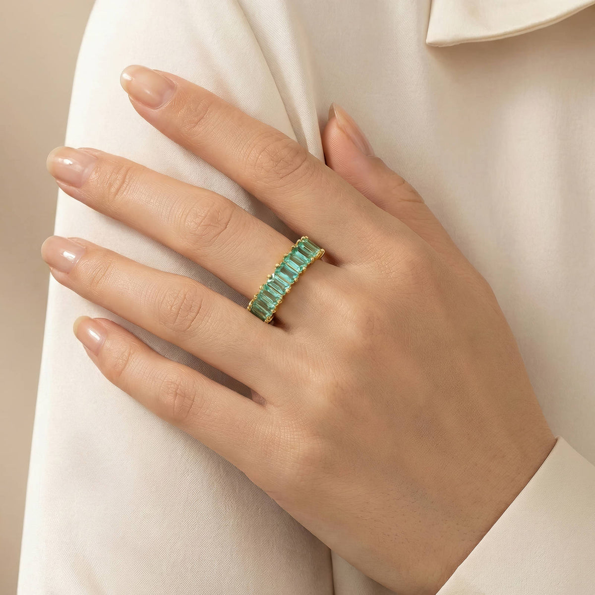 Esme Emerald Eternity Ring by Michaely – view 6