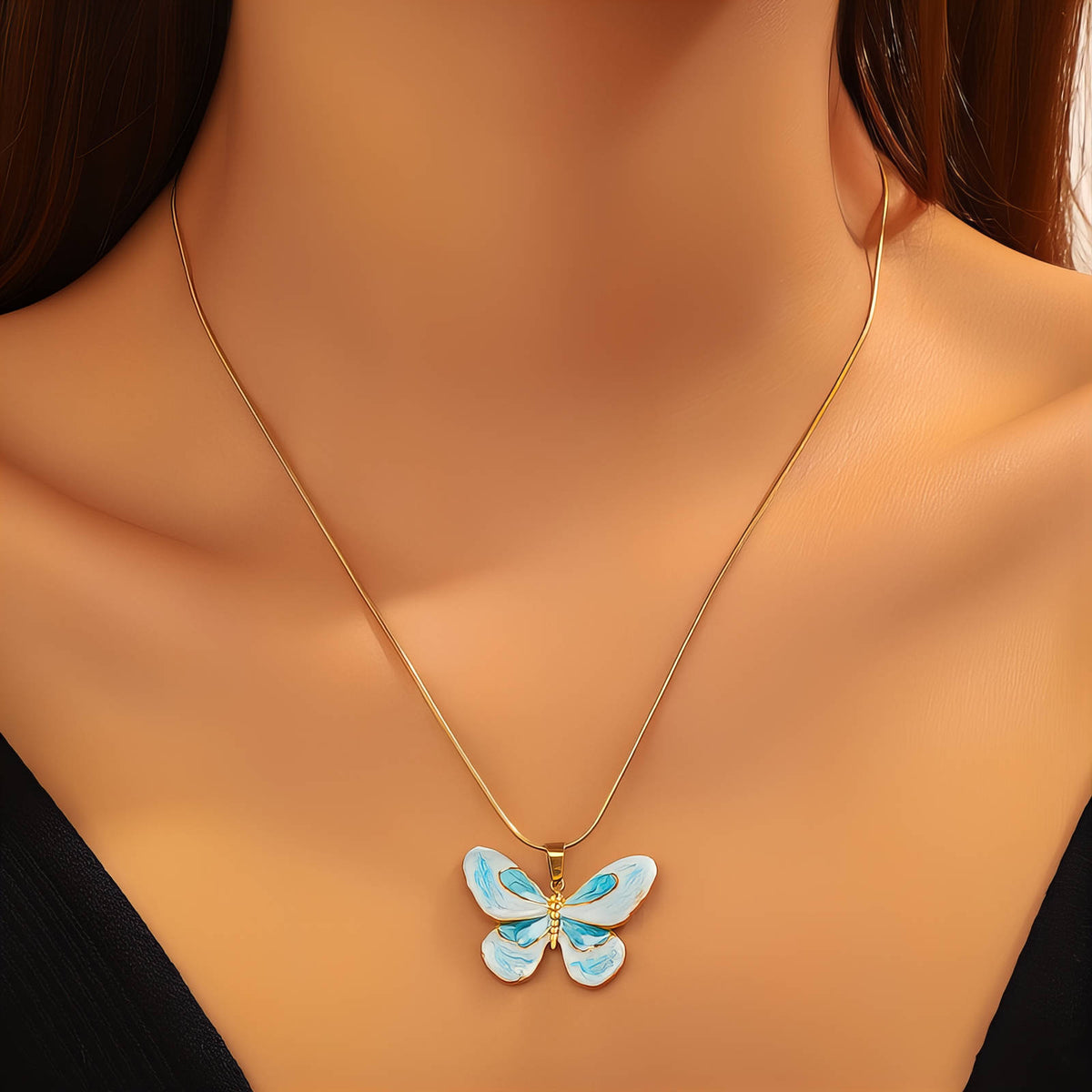 Papillon Enamel Butterfly Necklace by Michaely – view 3