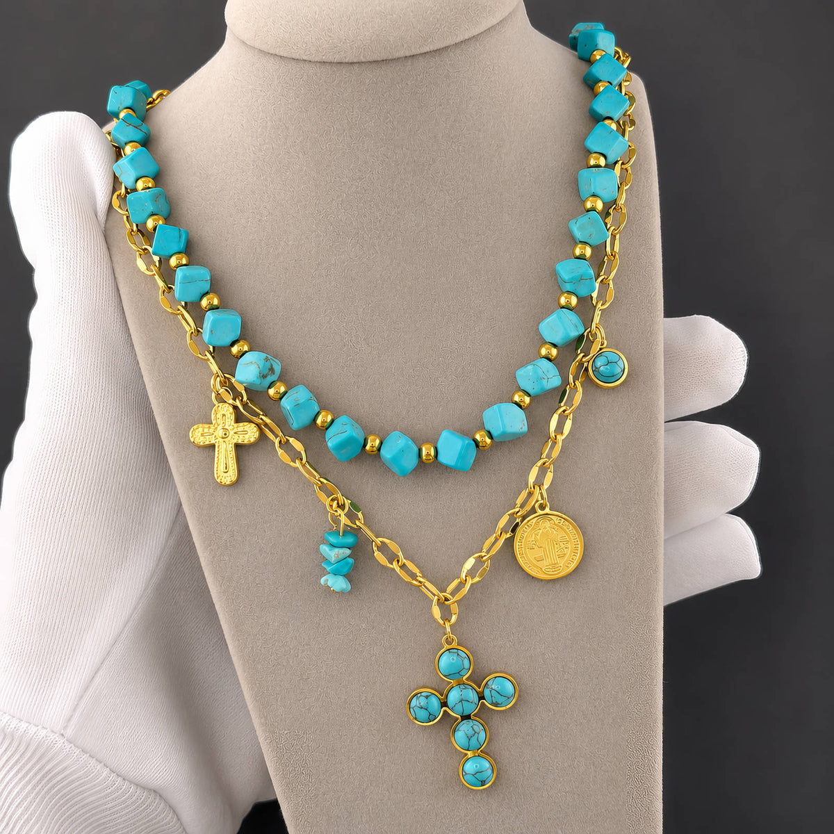 Azure Beaded Necklace by Michaely – view 2