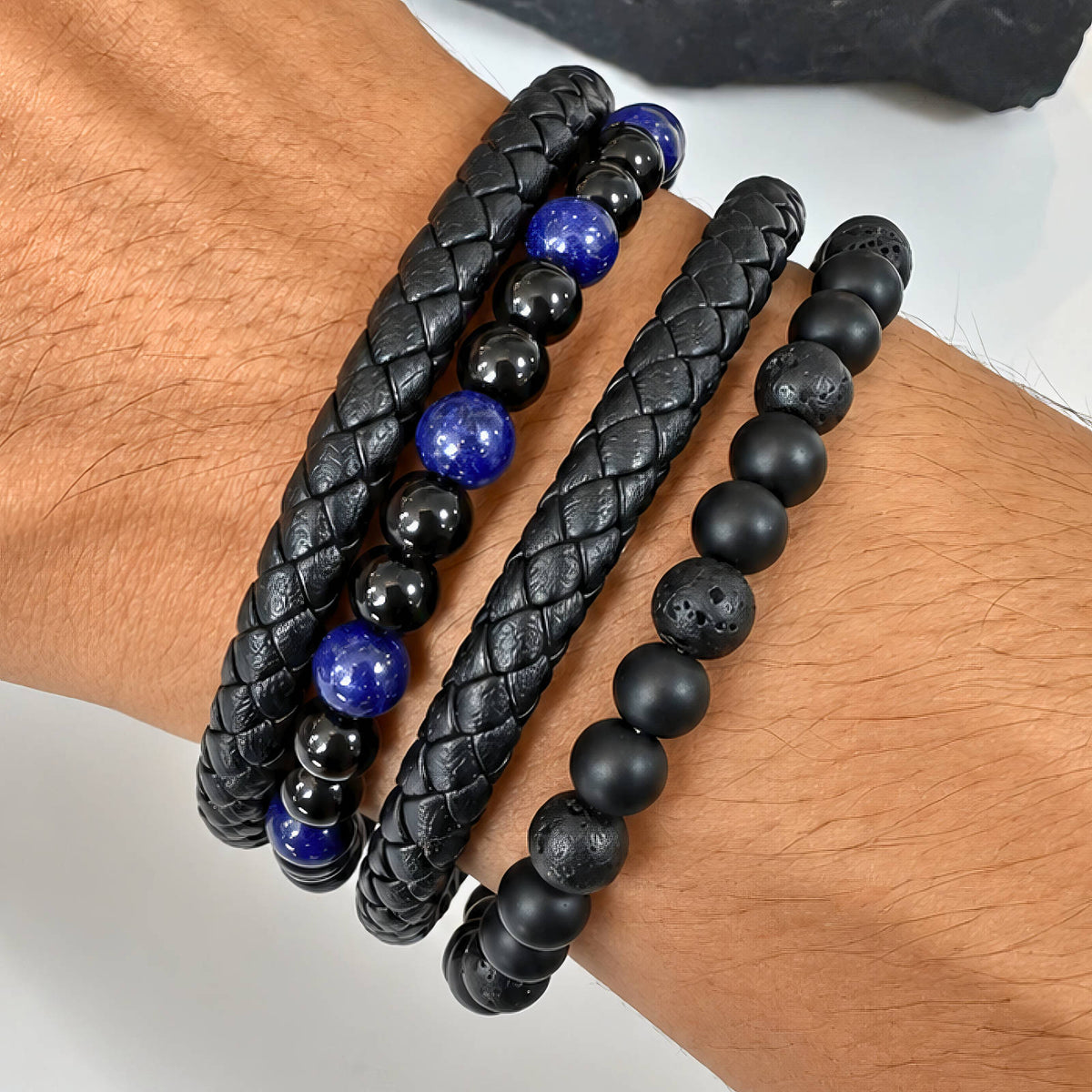 Onyx Leather Wrap Bracelet by Michaely – view 2