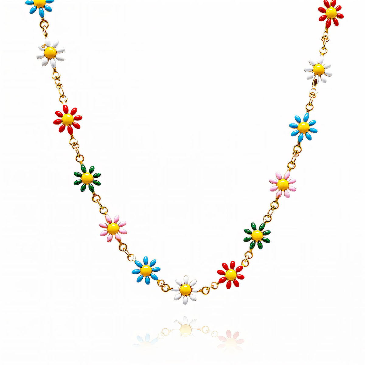 Fleur Enamel Daisy Necklace by Michaely – view 1