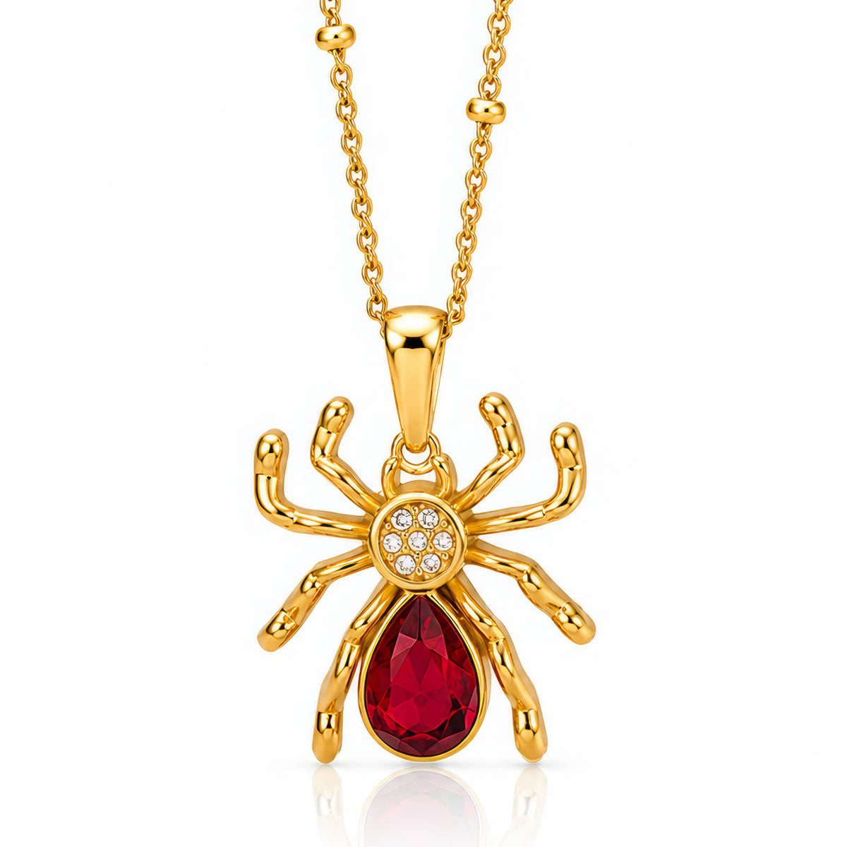 Ruby halsketting met spinhanger van Michaely — aanzicht 1