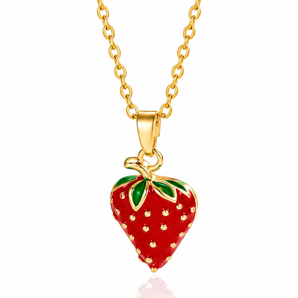 Fraise halsketting met aardbeienhanger van Michaely — aanzicht 1