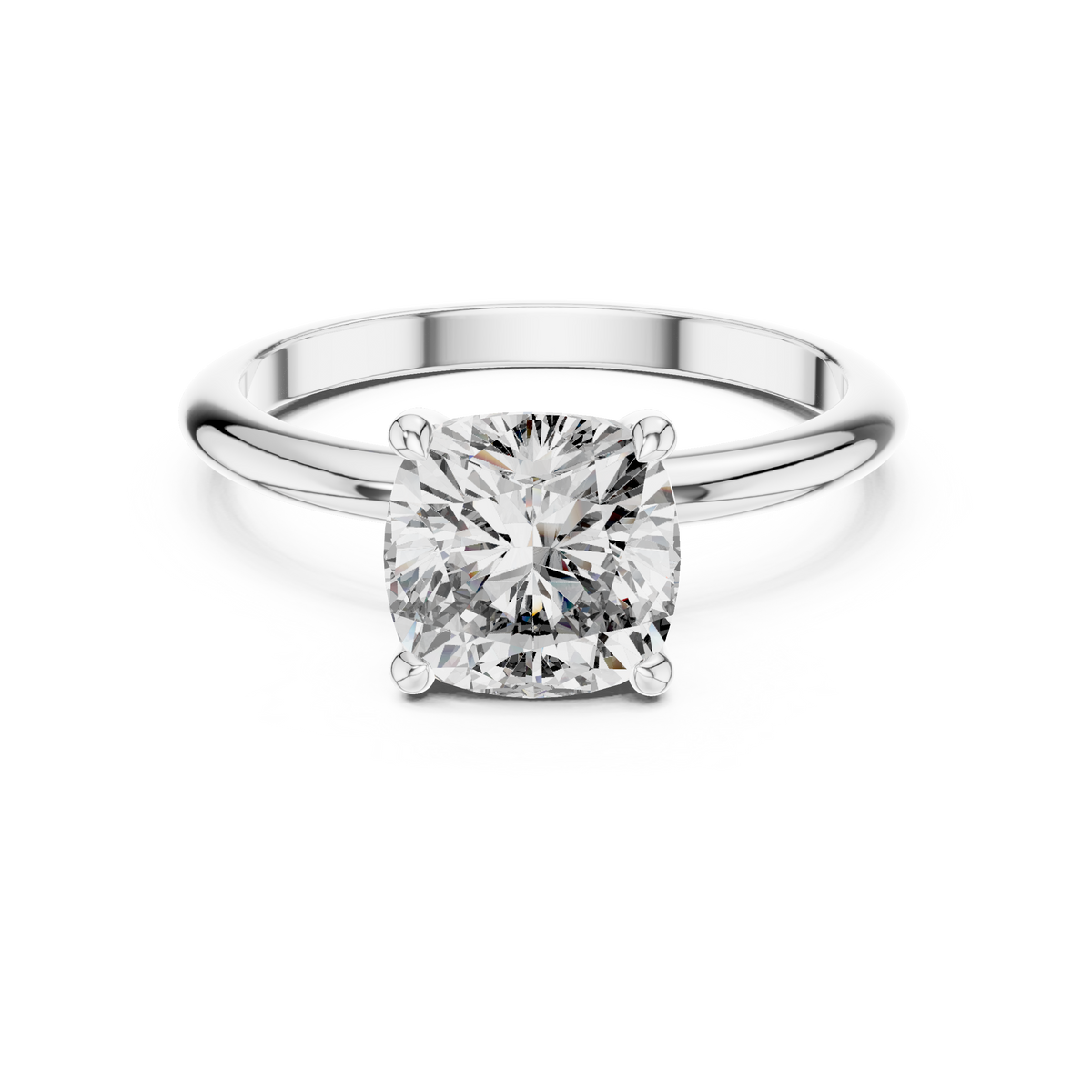 Solitairering met kussengeslepen diamant en gesplitste ringscheen in witgoud — aanzicht 10