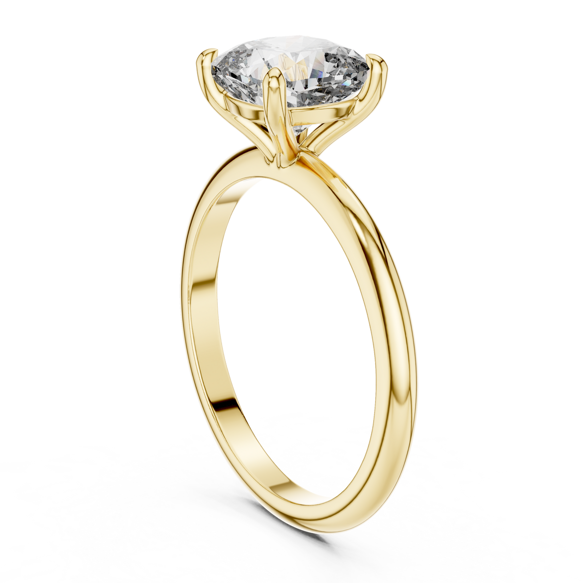 Solitairering met kussengeslepen diamant en gesplitste ringscheen in geelgoud — aanzicht 5