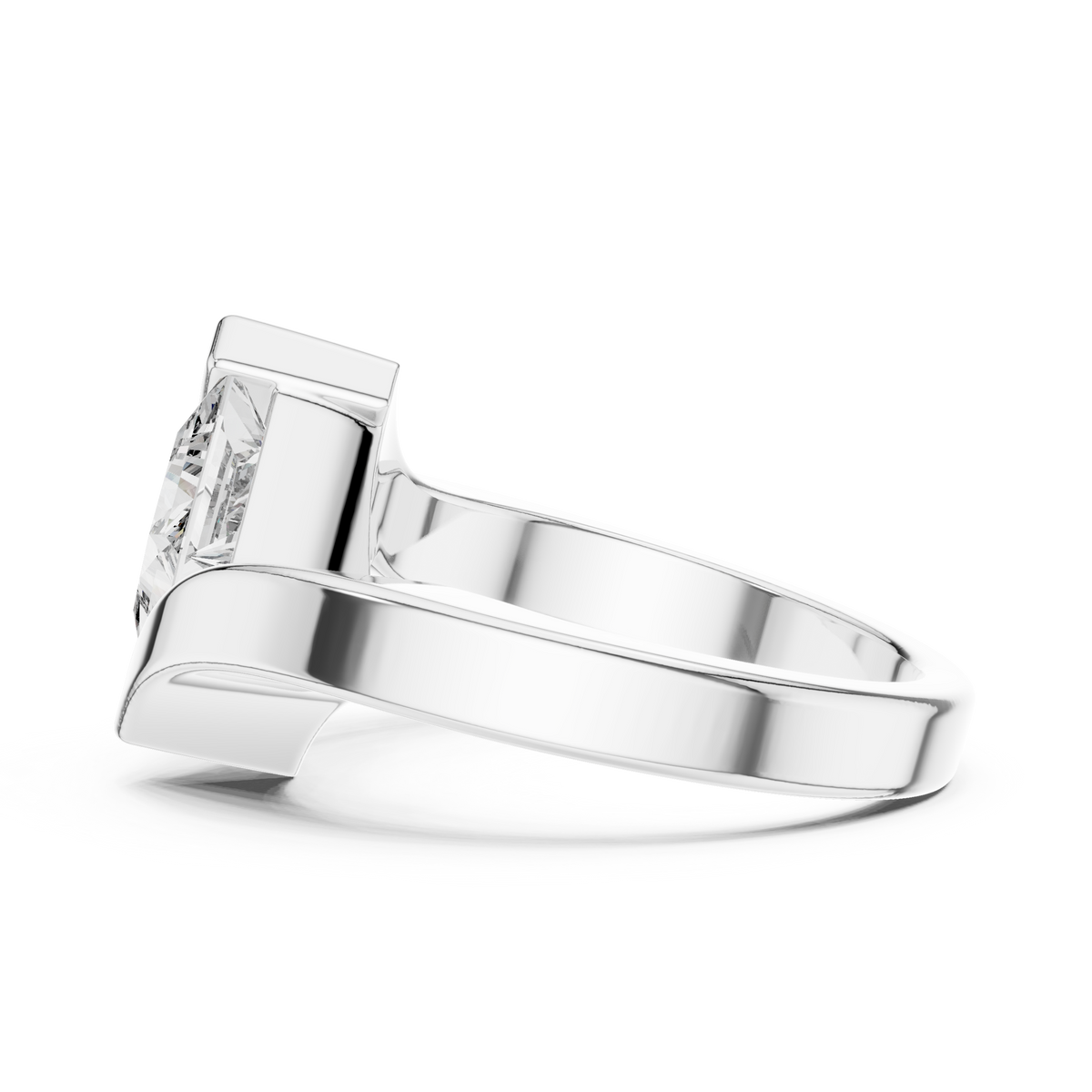 Princess-Cut Diamond Bypass Ring in white gold, view 11