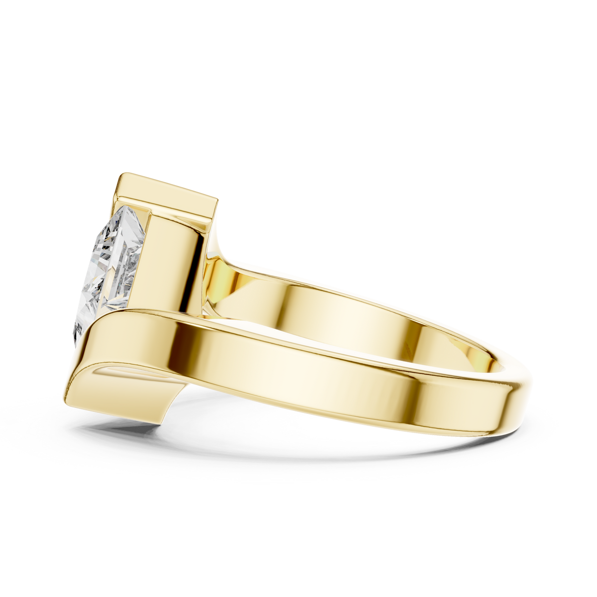 Princess-Cut Diamond Bypass Ring in yellow gold, view 12