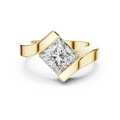 Princess-Cut Diamond Bypass Ring in yellow gold, view 1