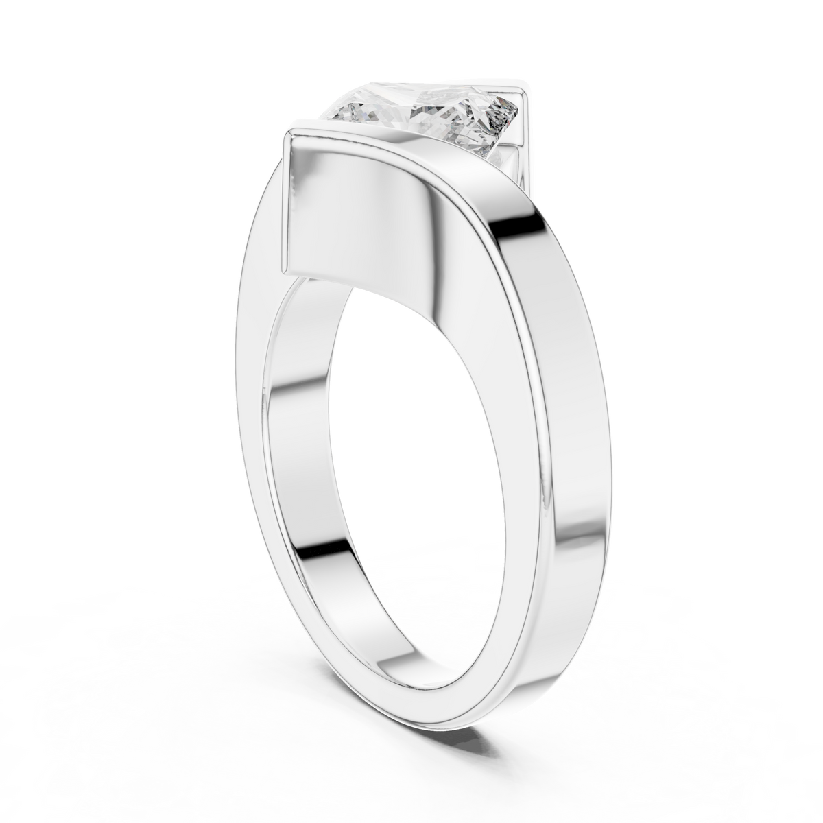 Princess-Cut Diamond Bypass Ring in white gold, view 6