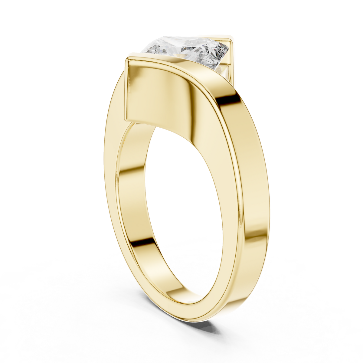 Princess-Cut Diamond Bypass Ring in yellow gold, view 8