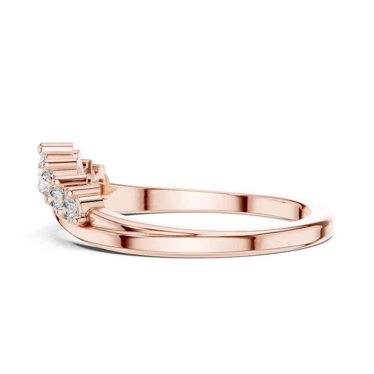 Curved Seven-Stone Diamond Ring in rose gold, view 7