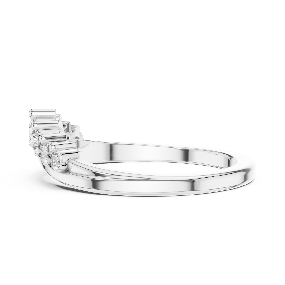 Curved Seven-Stone Diamond Ring in white gold, view 9
