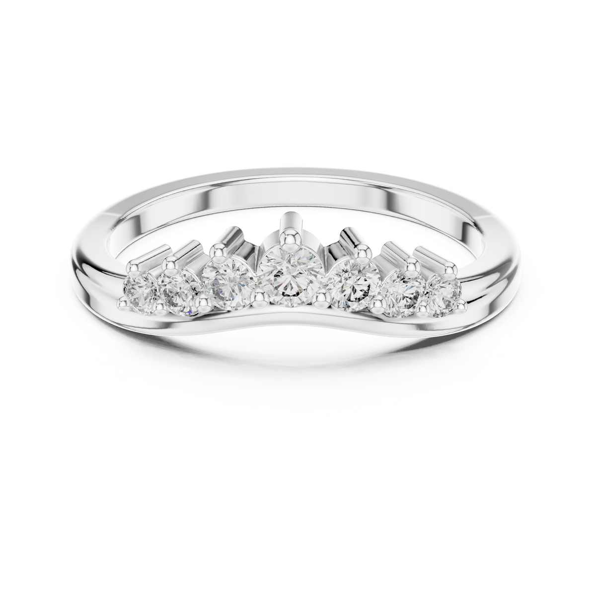 Curved Seven-Stone Diamond Ring in white gold, view 10