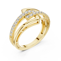 Open diamanten ring met ineengrijpende banden in geelgoud — aanzicht 1