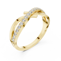 Diamanten ring met kruisend oneindigheidsmotief in geelgoud — aanzicht 1