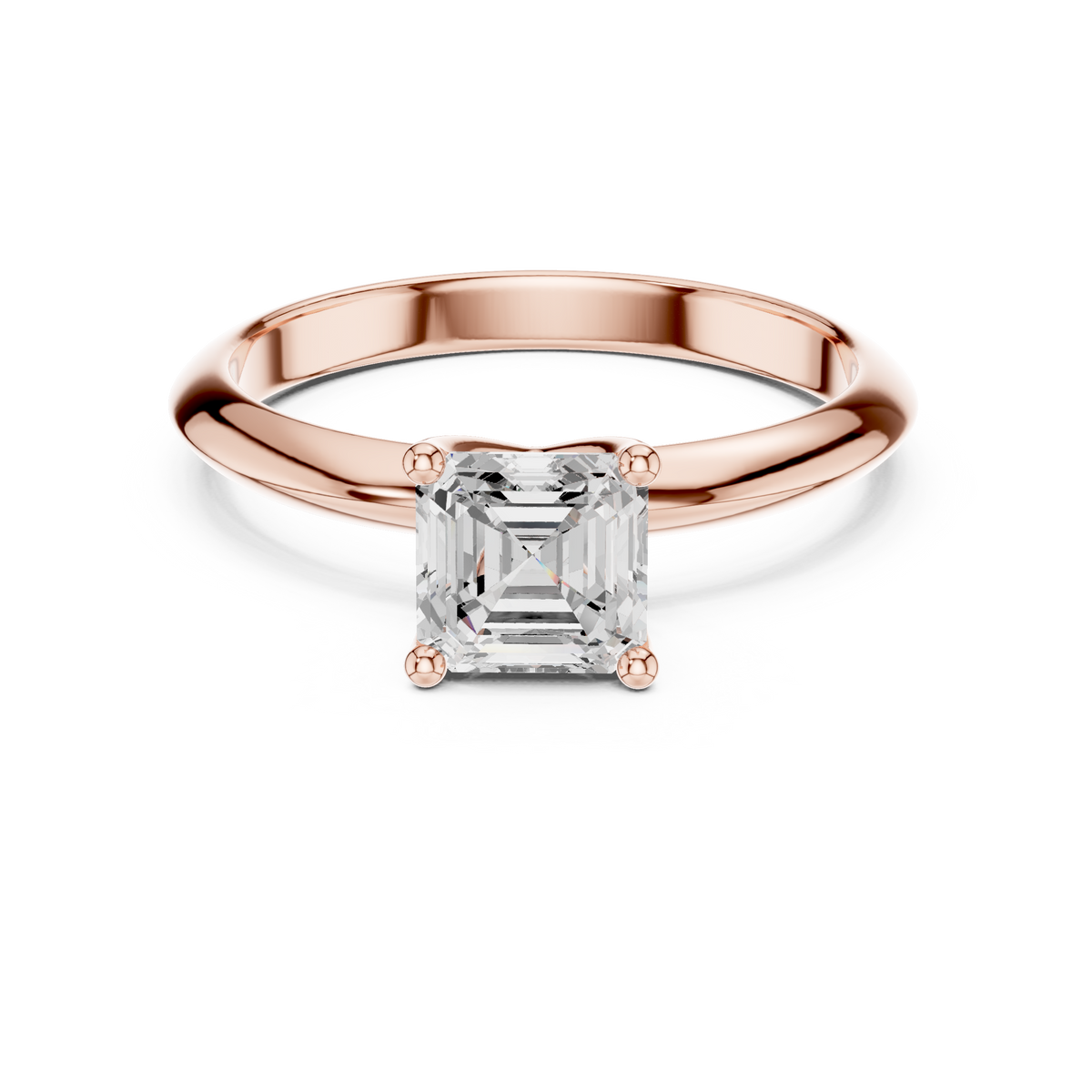 Solitairering met Asschergeslepen diamant in roségoud — aanzicht 9