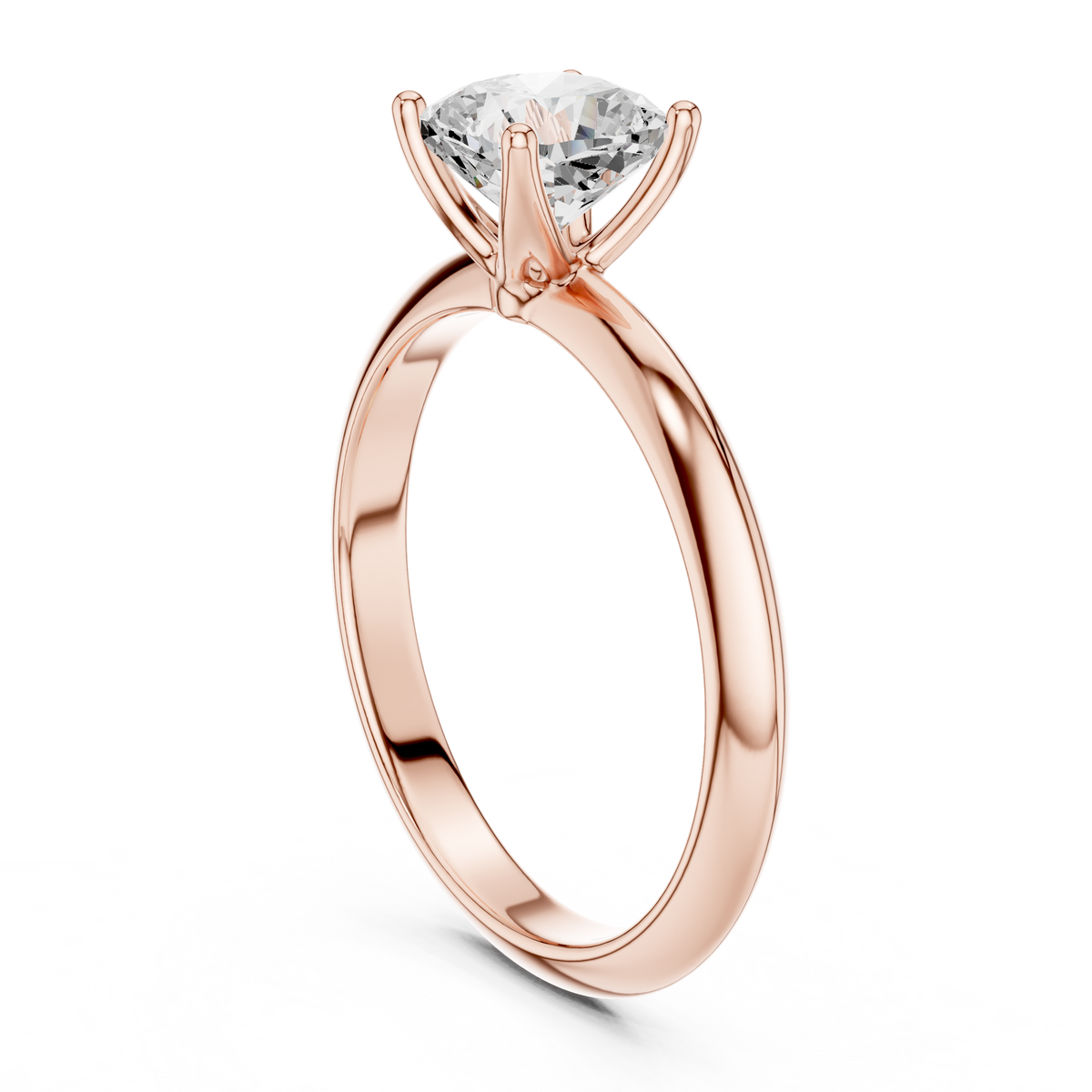 Round Diamond Solitaire Ring in rose gold, view 7