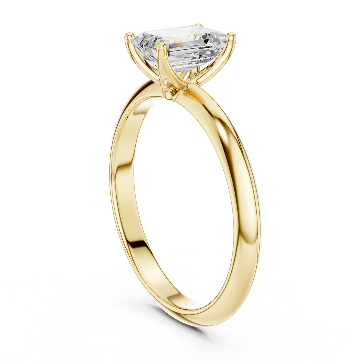 Emerald-Cut Diamond Slim-Band Solitaire Ring in yellow gold, view 13