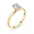 Emerald-Cut Diamond Slim-Band Solitaire Ring in yellow gold, view 1