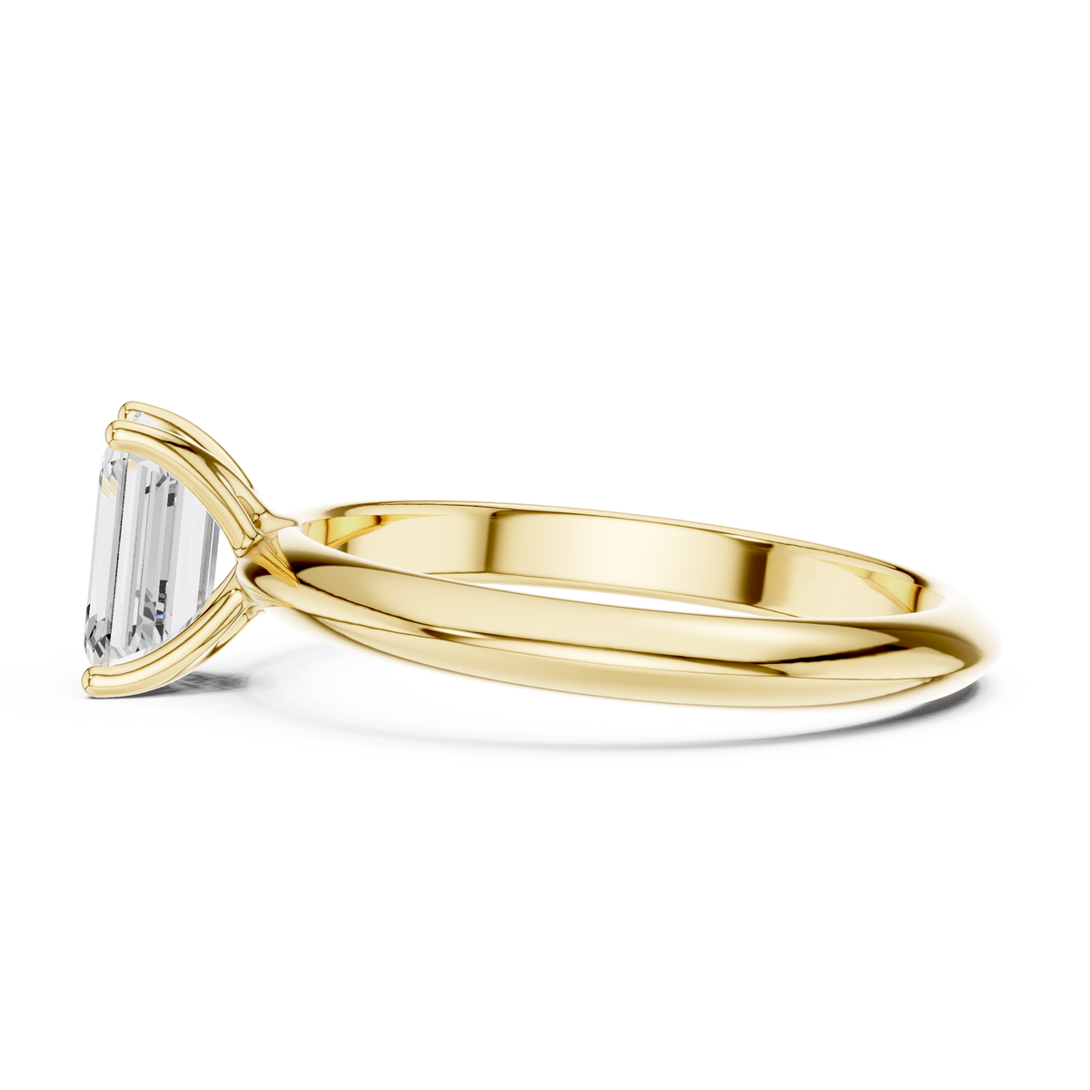 Emerald-Cut Diamond Slim-Band Solitaire Ring in yellow gold, view 14