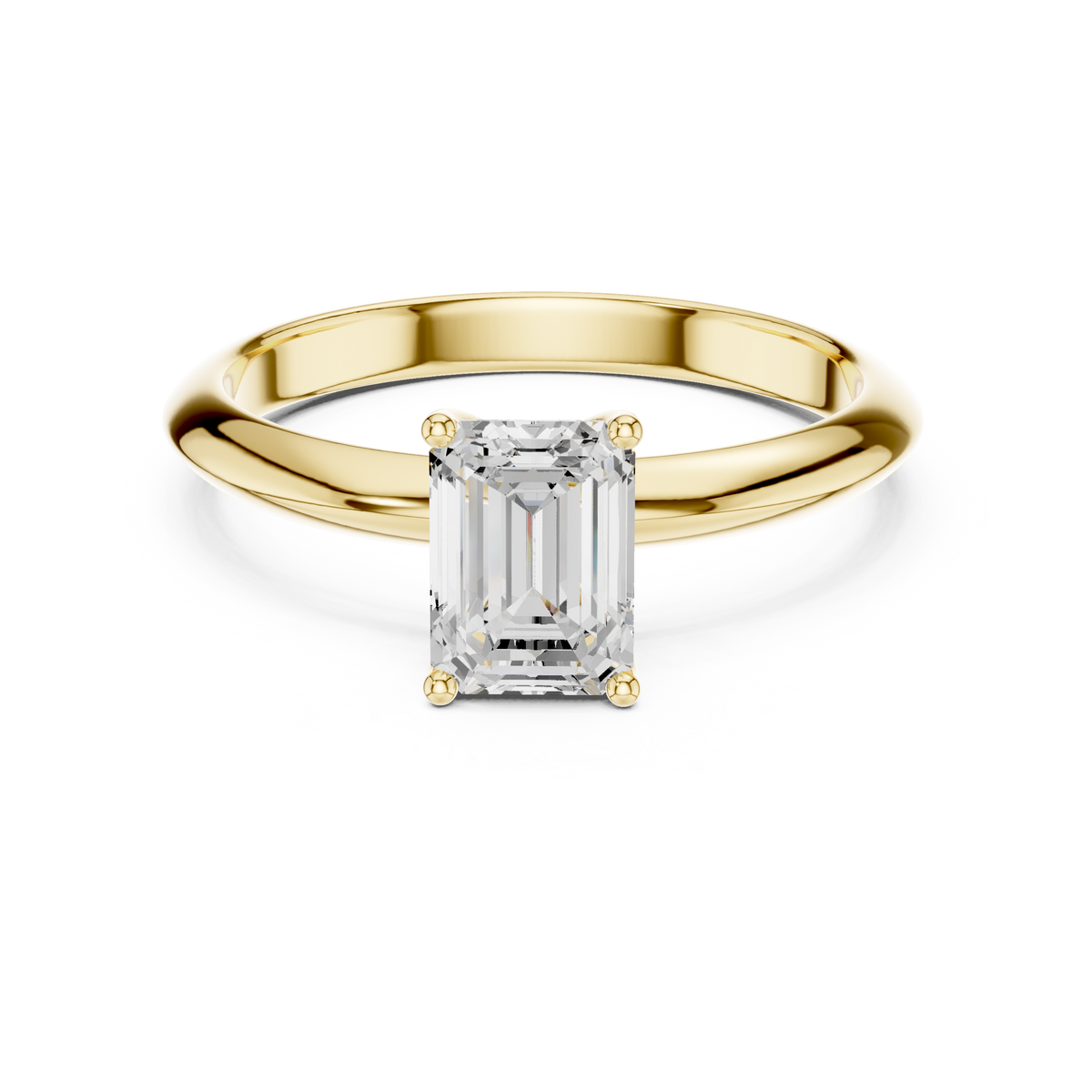 Emerald-Cut Diamond Slim-Band Solitaire Ring in yellow gold, view 15