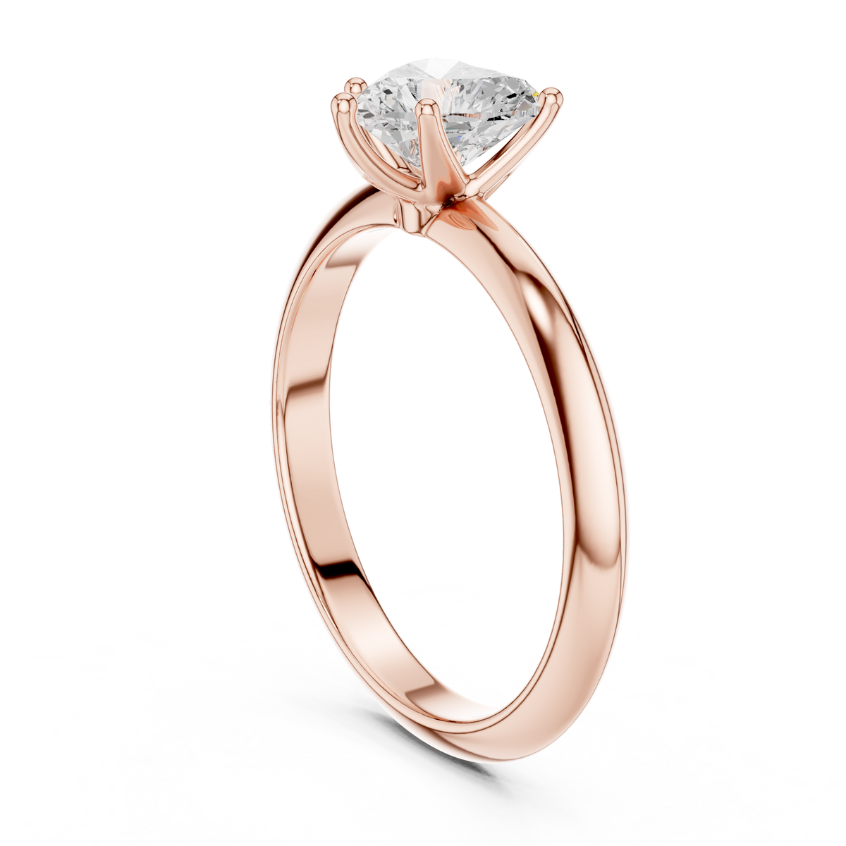 Heart-Cut Diamond Slim-Band Solitaire Ring in rose gold, view 8