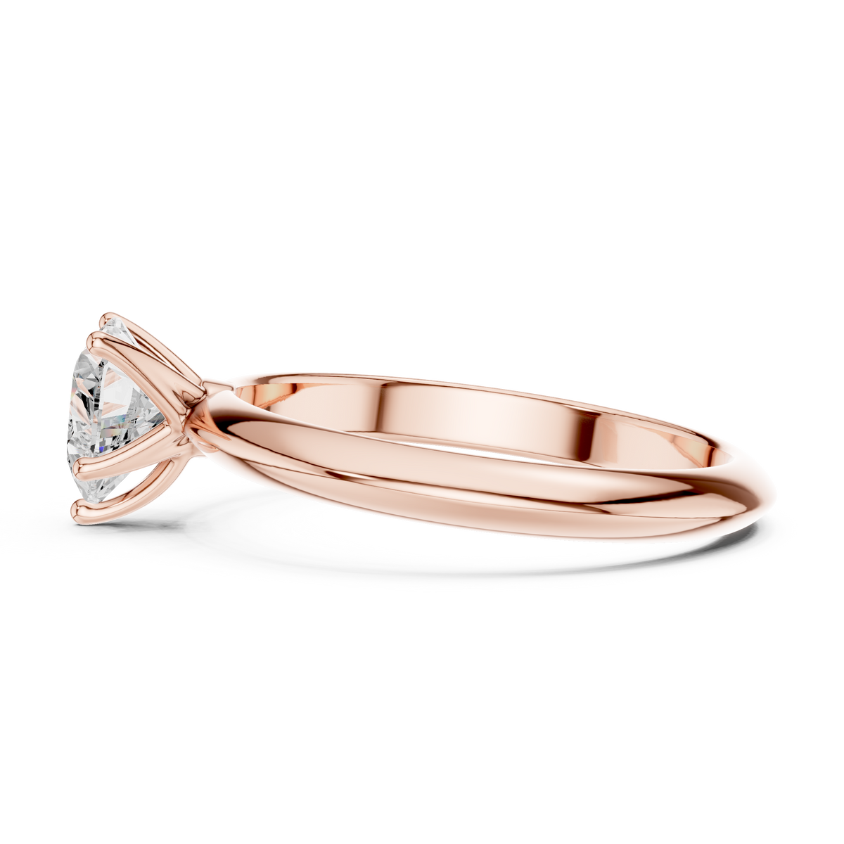 Heart-Cut Diamond Slim-Band Solitaire Ring in rose gold, view 7