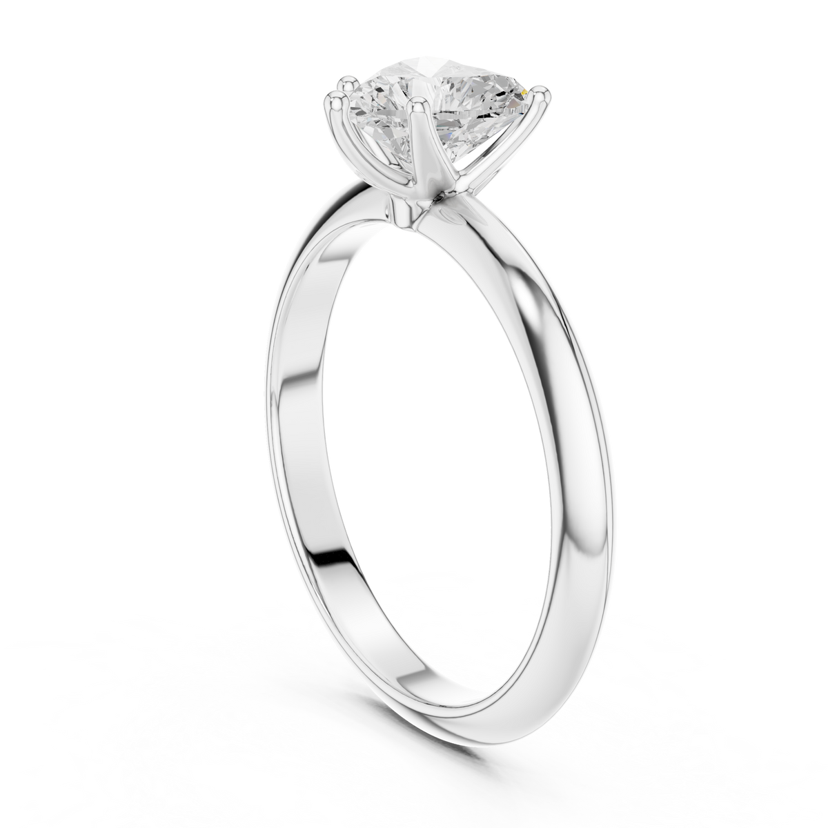Heart-Cut Diamond Slim-Band Solitaire Ring in white gold, view 10