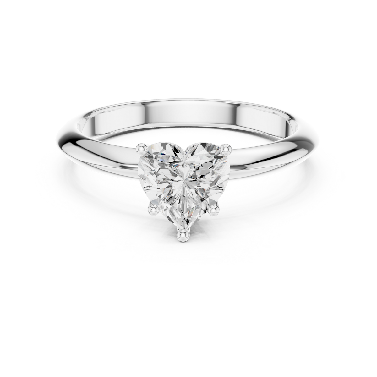 Heart-Cut Diamond Slim-Band Solitaire Ring in white gold, view 12